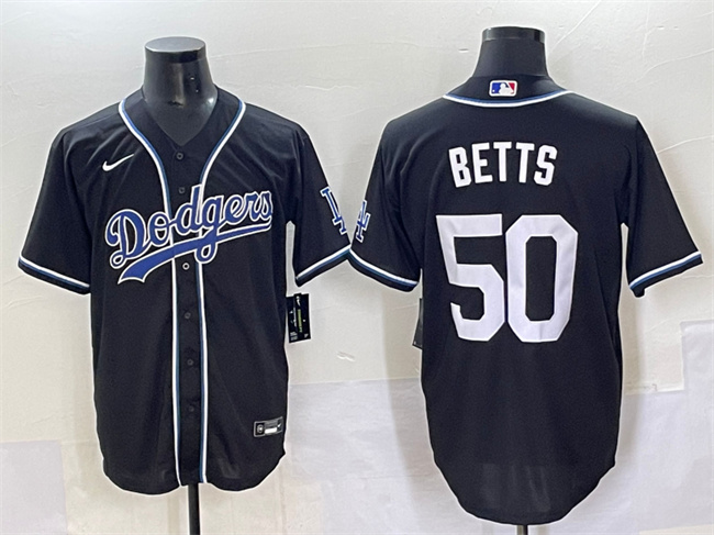 Men's Los Angeles Dodgers #50 Mookie Betts Black Fashion Stitched Baseball Jersey Men's Los Angeles Dodgers #50 Mookie Betts Black Fashion Stitched Baseball Jersey